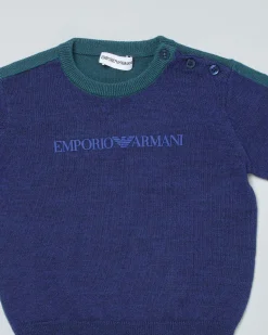 Maglia Emporio Armani blu royal in misto lana con retro verde