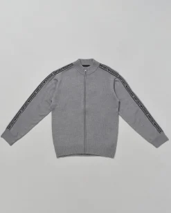 Maglia Emporio Armani lana grigia con zip e bande logate