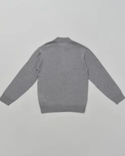 Maglia Emporio Armani lana grigia con zip e bande logate