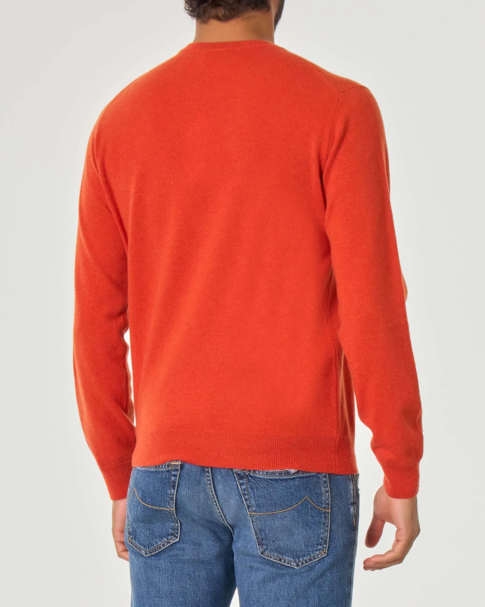 Maglia girocollo arancione Pellizzari in puro cachemire