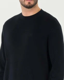 Maglia girocollo Armani Exchane blu in misto cotone viscosa e seta