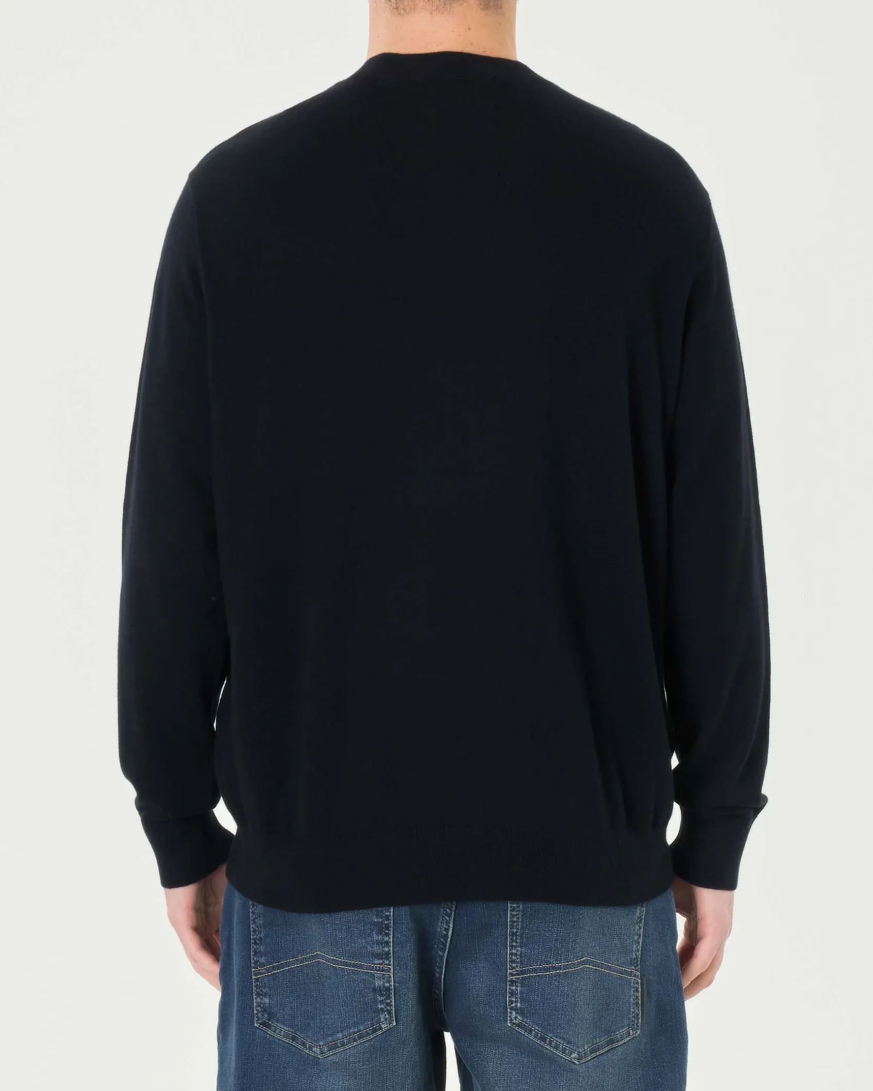 Maglia girocollo Armani Exchane blu in misto cotone viscosa e seta