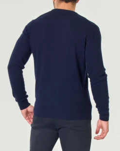 Maglia girocollo Ashki.i blu in misto lana e cachemire