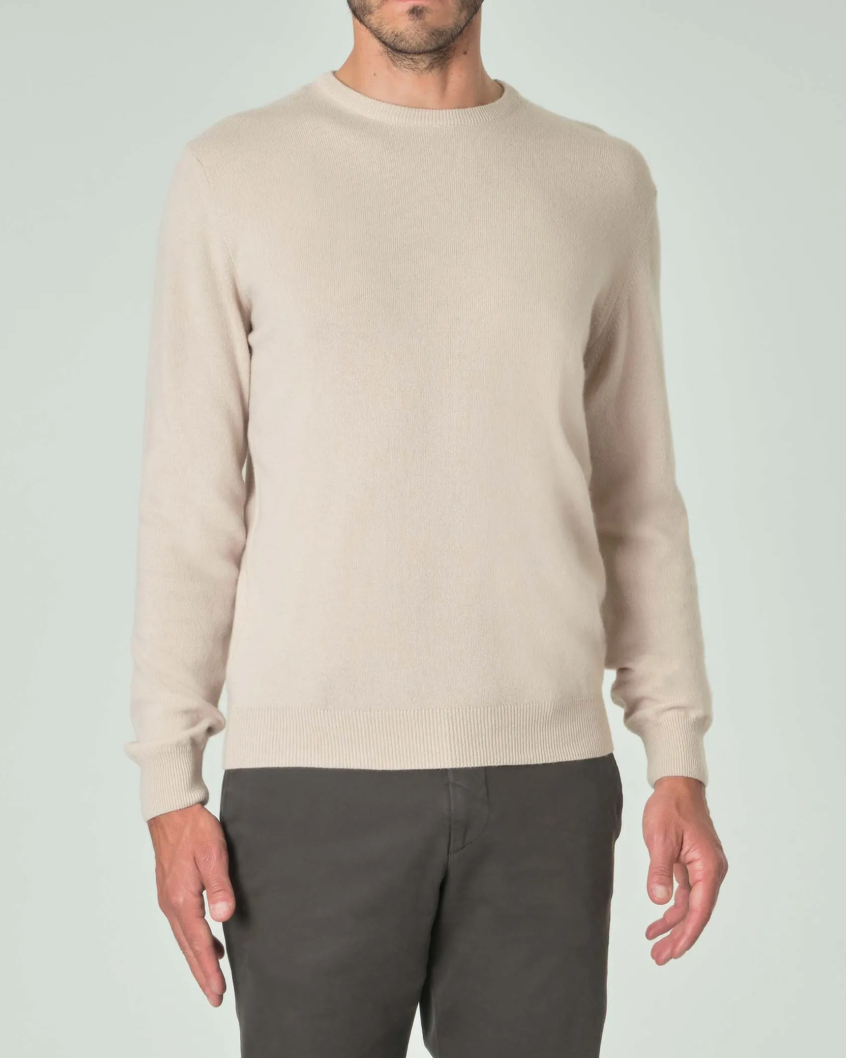 Maglia girocollo Ashki.i beige in misto lana e cachemire