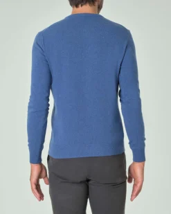 Maglia girocollo Ashki.i blu indaco in misto lana e cachemire