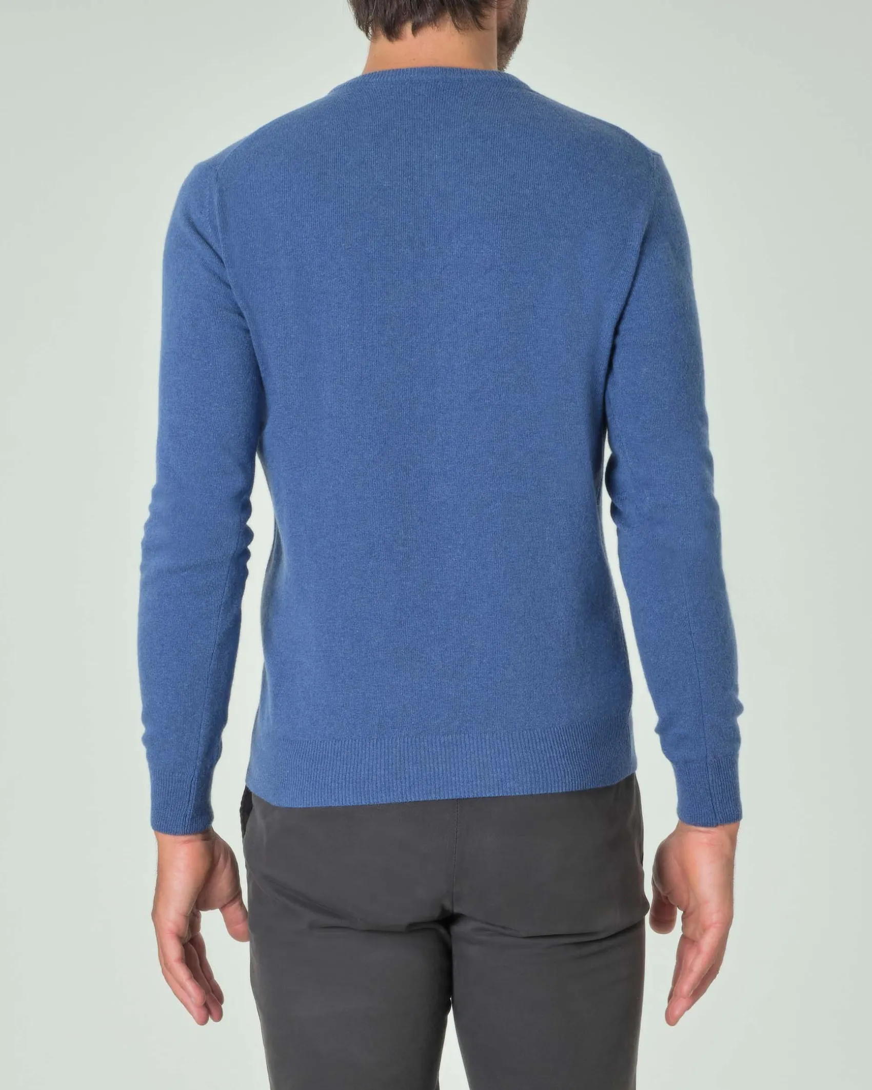 Maglia girocollo Ashki.i blu indaco in misto lana e cachemire