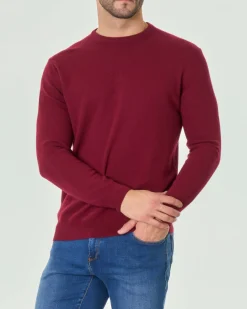 Maglia girocollo Ashki.i bordeaux in misto lana e cachemire