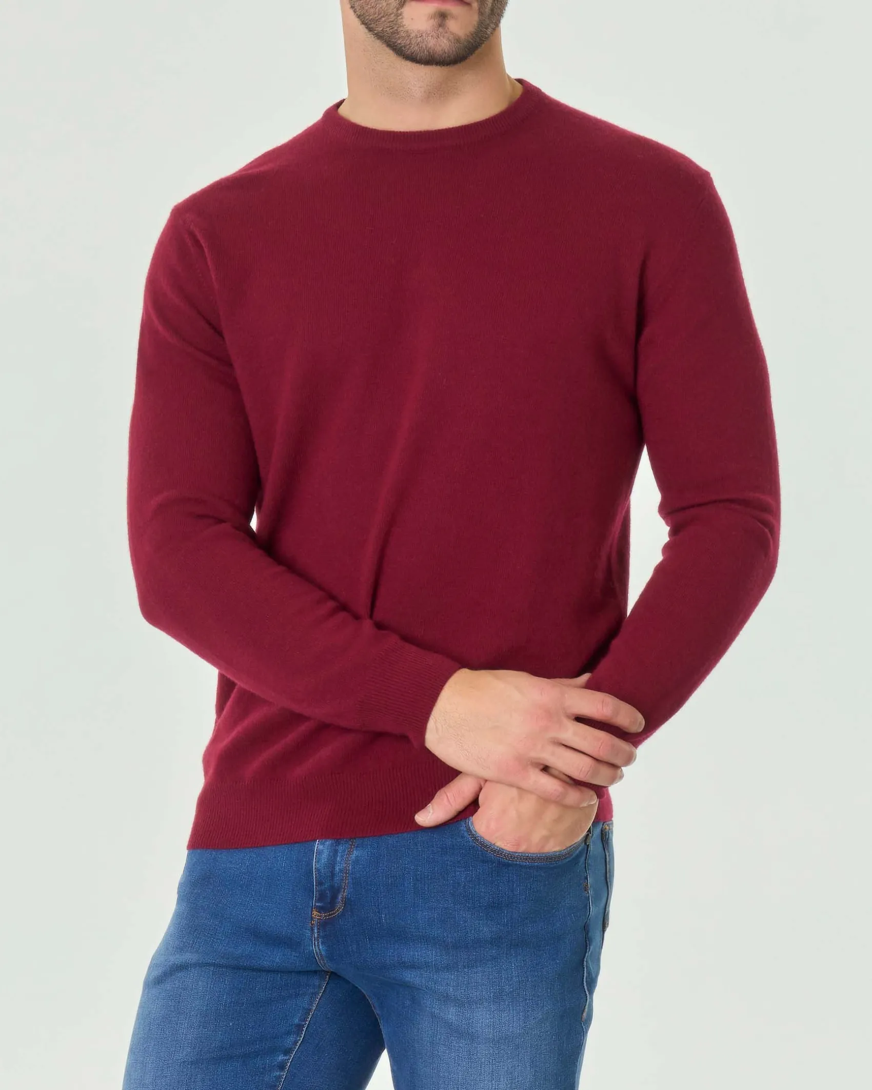 Maglia girocollo Ashki.i bordeaux in misto lana e cachemire