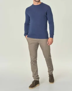 Maglia girocollo Ashki.i blu indaco in misto lana e cachemire