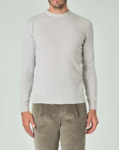 Maglia girocollo Ashki.i color perla in misto lana e cachemire