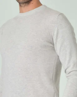 Maglia girocollo Ashki.i color perla in misto lana e cachemire