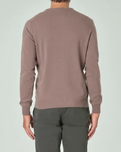 Maglia girocollo Ashki.i color noce in misto lana e cachemire