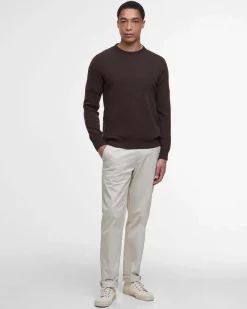 Maglia girocollo Barbour marrone in pura lana