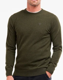 Maglia girocollo Barbour verde scuro in pura lana