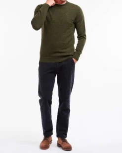 Maglia girocollo Barbour verde scuro in pura lana
