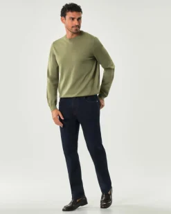 Maglia girocollo Boss verde salvia in pura lana vergine