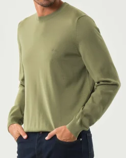 Maglia girocollo Boss verde salvia in pura lana vergine