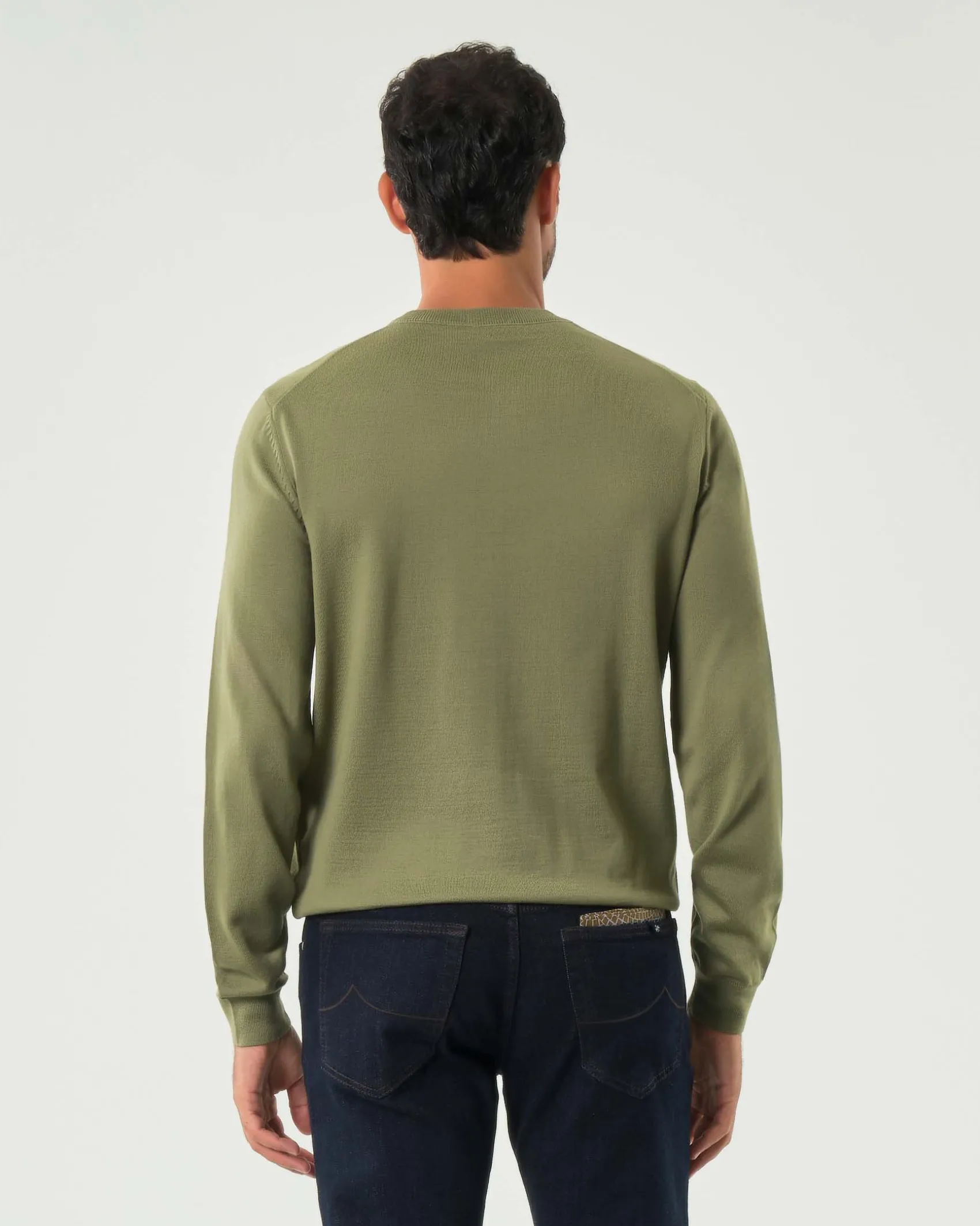Maglia girocollo Boss verde salvia in pura lana vergine