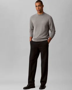 Maglia girocollo Calvin Klein Jeans grigia in puro cotone