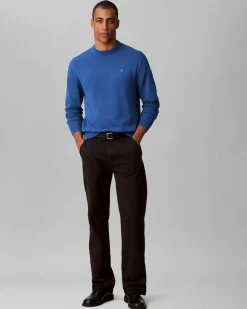 Maglia girocollo Calvin Klein Jeans blu royal in puro cotone