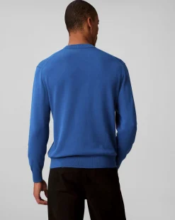 Maglia girocollo Calvin Klein Jeans blu royal in puro cotone
