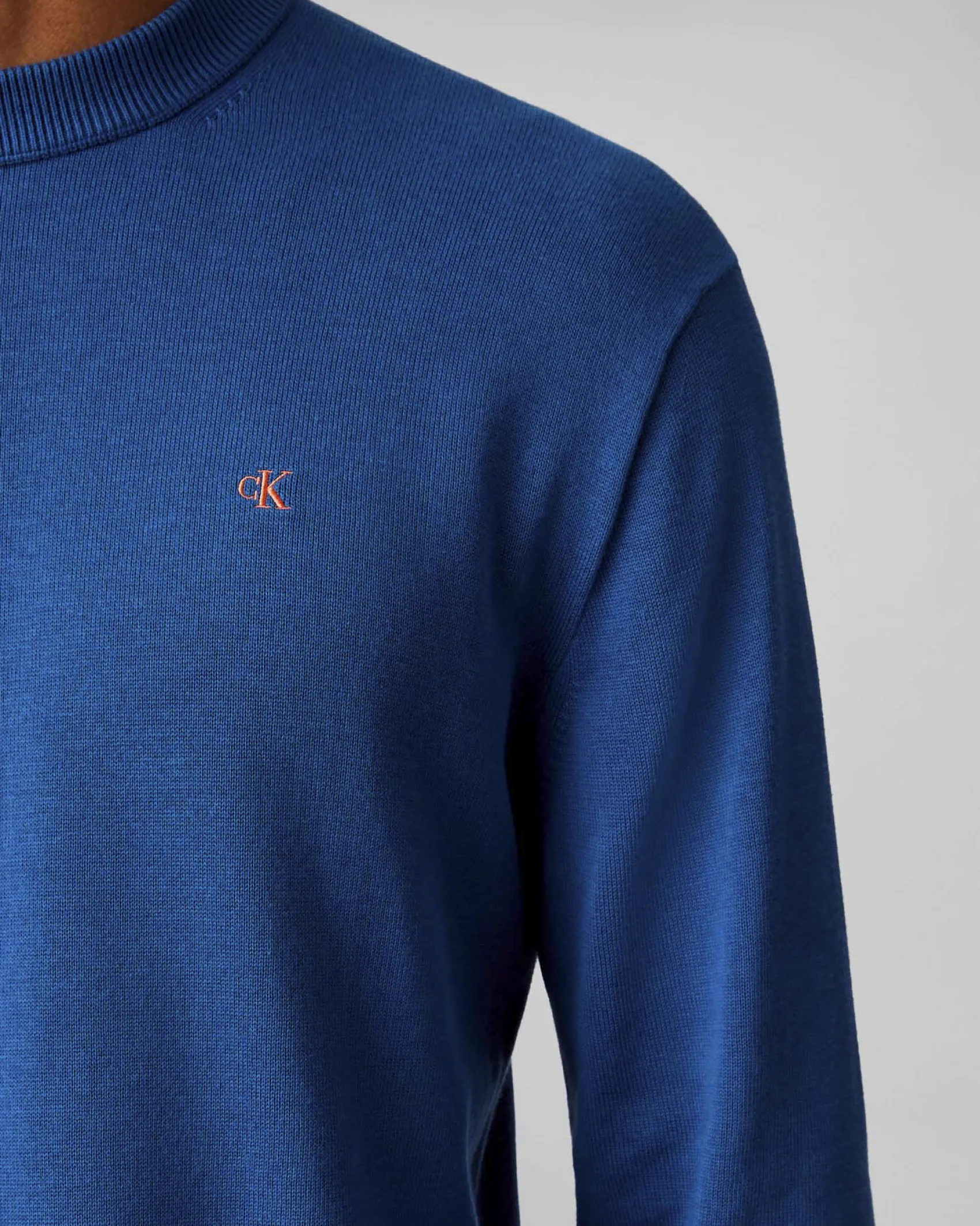 Maglia girocollo Calvin Klein Jeans blu royal in puro cotone