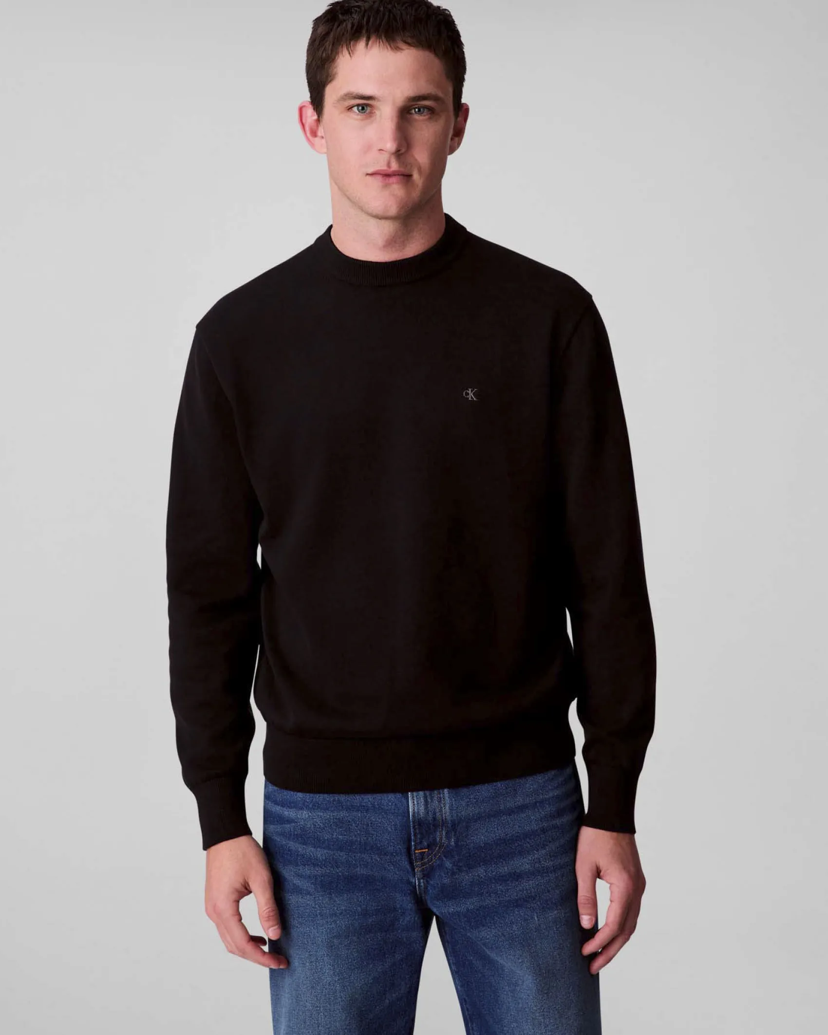 Maglia girocollo Calvin Klein Jeans nera in puro cotone