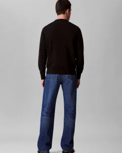 Maglia girocollo Calvin Klein Jeans nera in puro cotone
