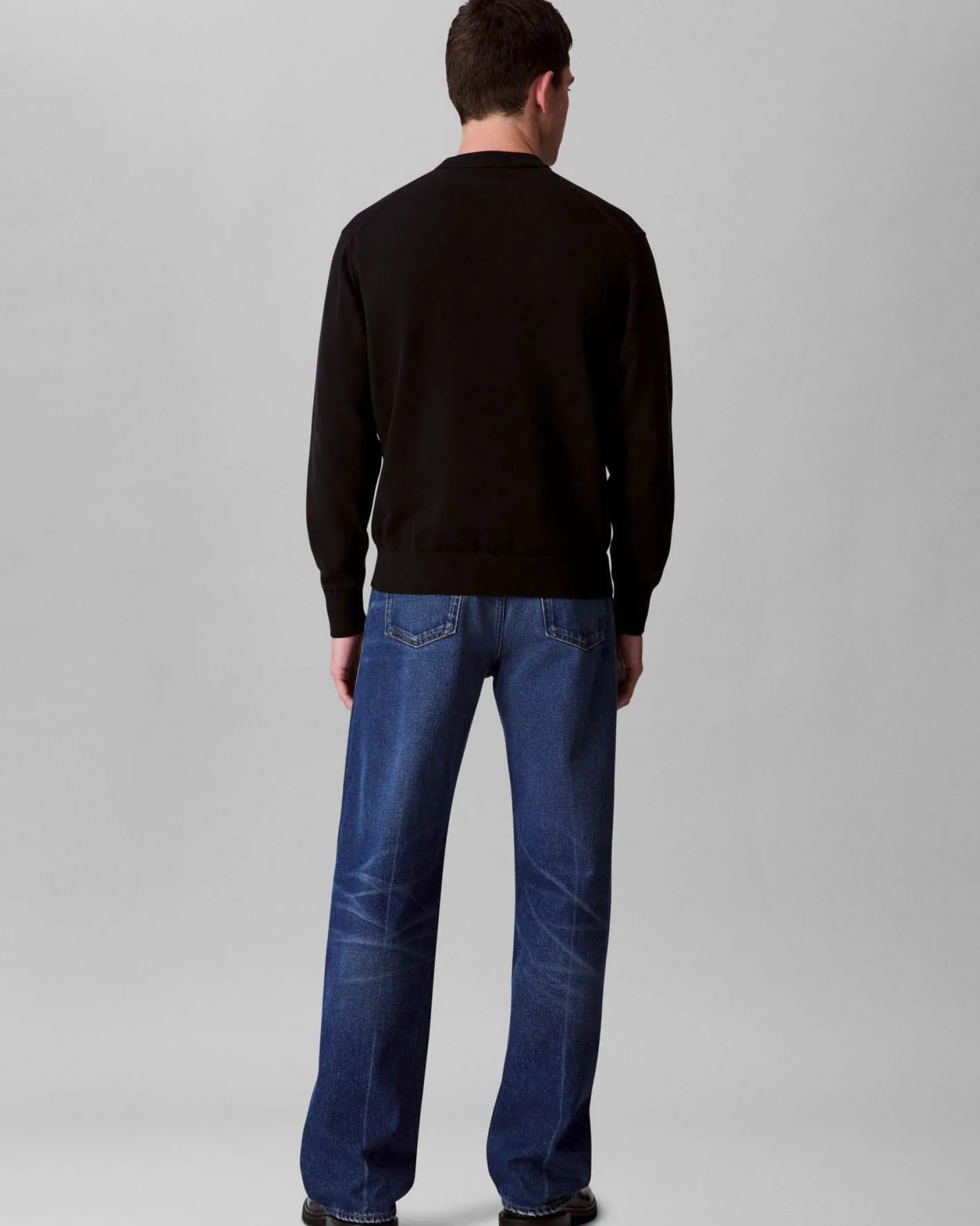 Maglia girocollo Calvin Klein Jeans nera in puro cotone