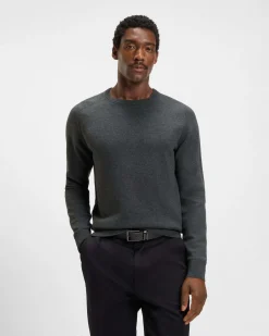 Maglia girocollo Hidoneo Boss grigio antracite in misto cotone e lana