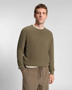 Maglia girocollo Horso Boss color noce in ciniglia effetto velluto a coste