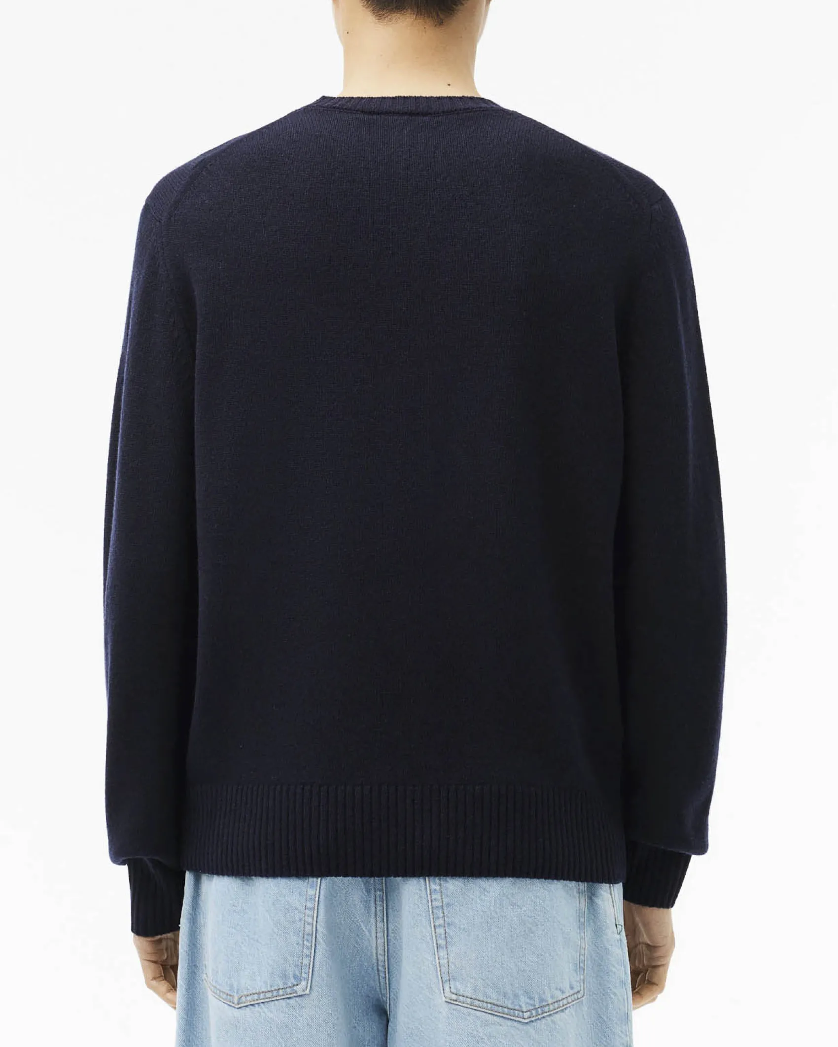 Maglia girocollo Lacoste blu in lambswool di pura lana