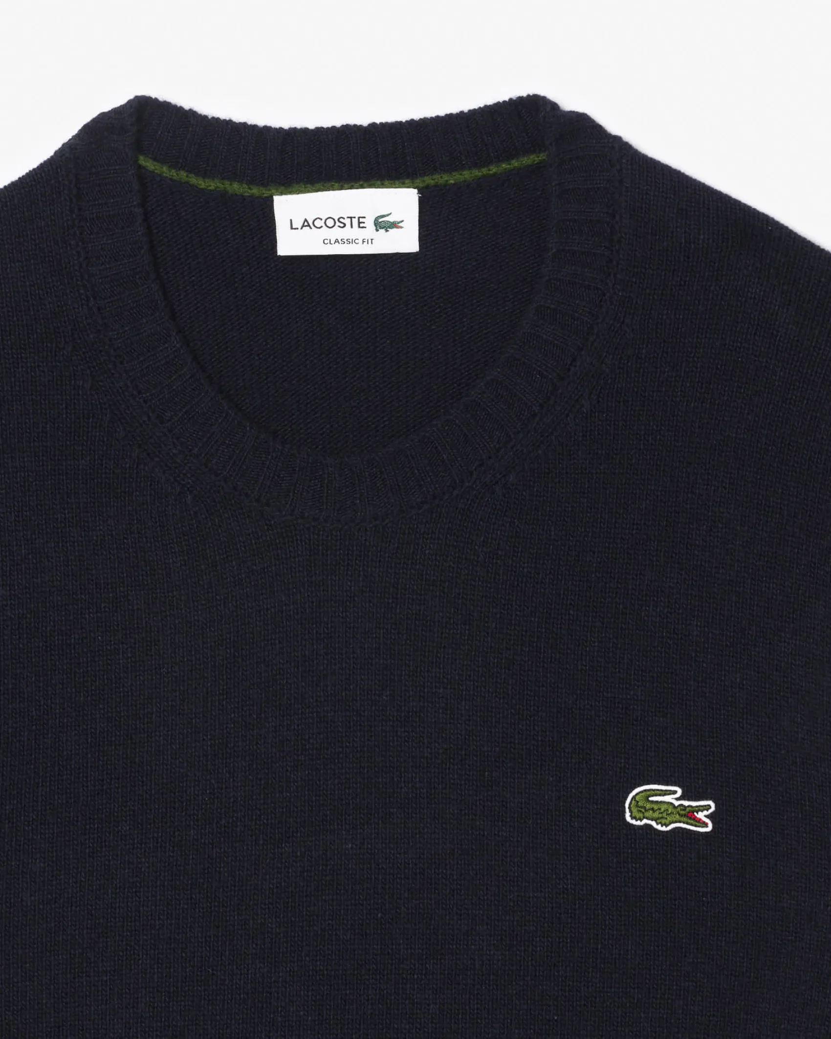 Maglia girocollo Lacoste blu in lambswool di pura lana