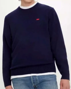 Maglia girocollo Levi's blu in lambswool