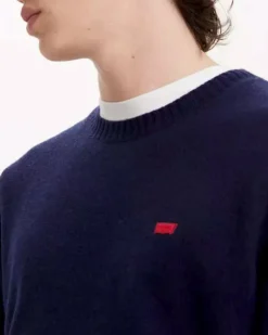 Maglia girocollo Levi's blu in lambswool