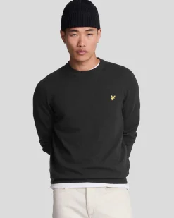 Maglia girocollo Lyle & Scott nera in misto cotone e lana merino