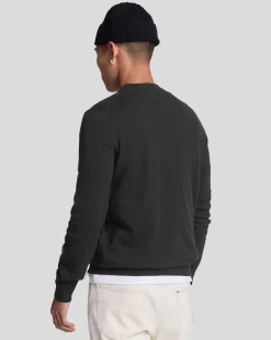Maglia girocollo Lyle & Scott nera in misto cotone e lana merino