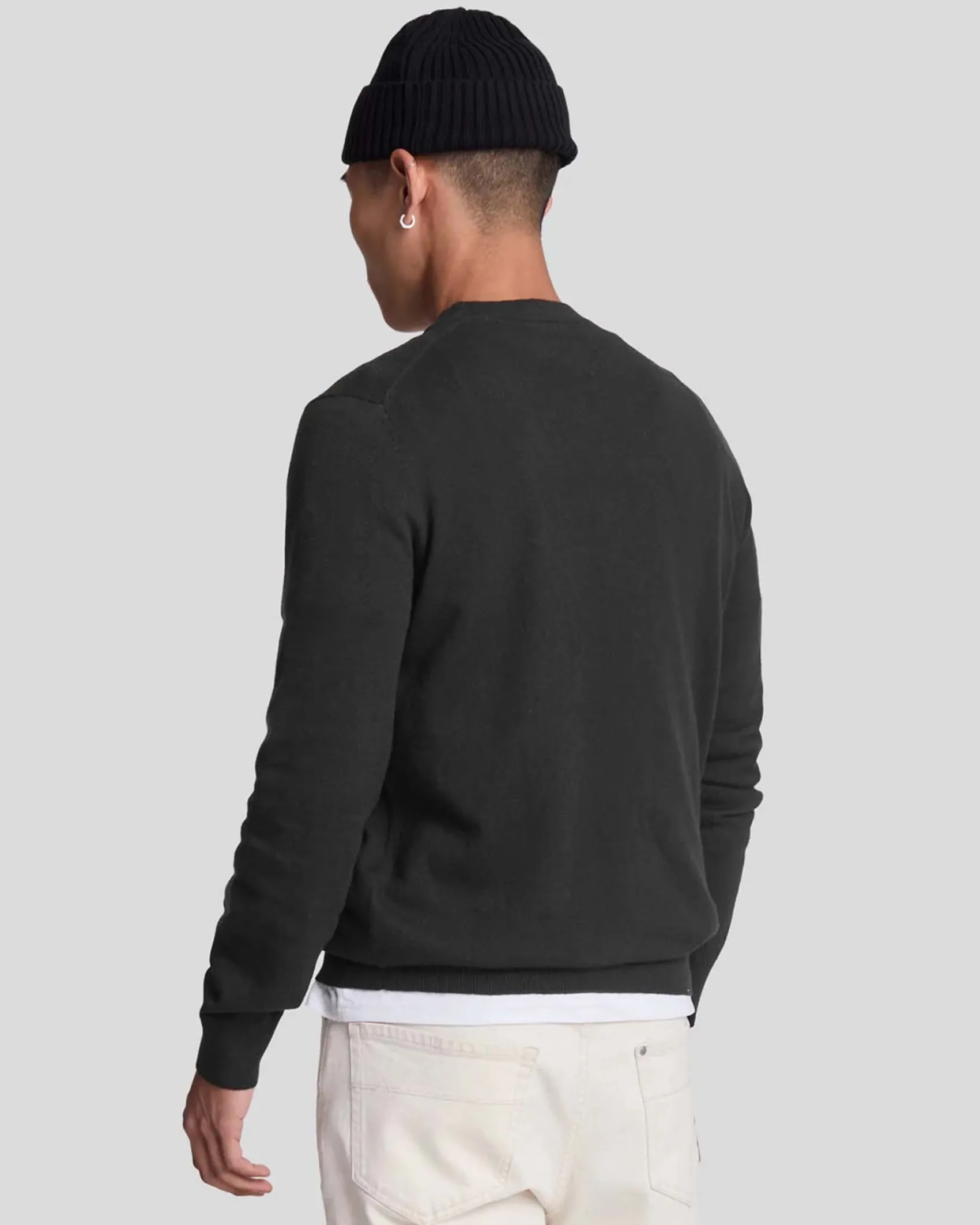 Maglia girocollo Lyle & Scott nera in misto cotone e lana merino
