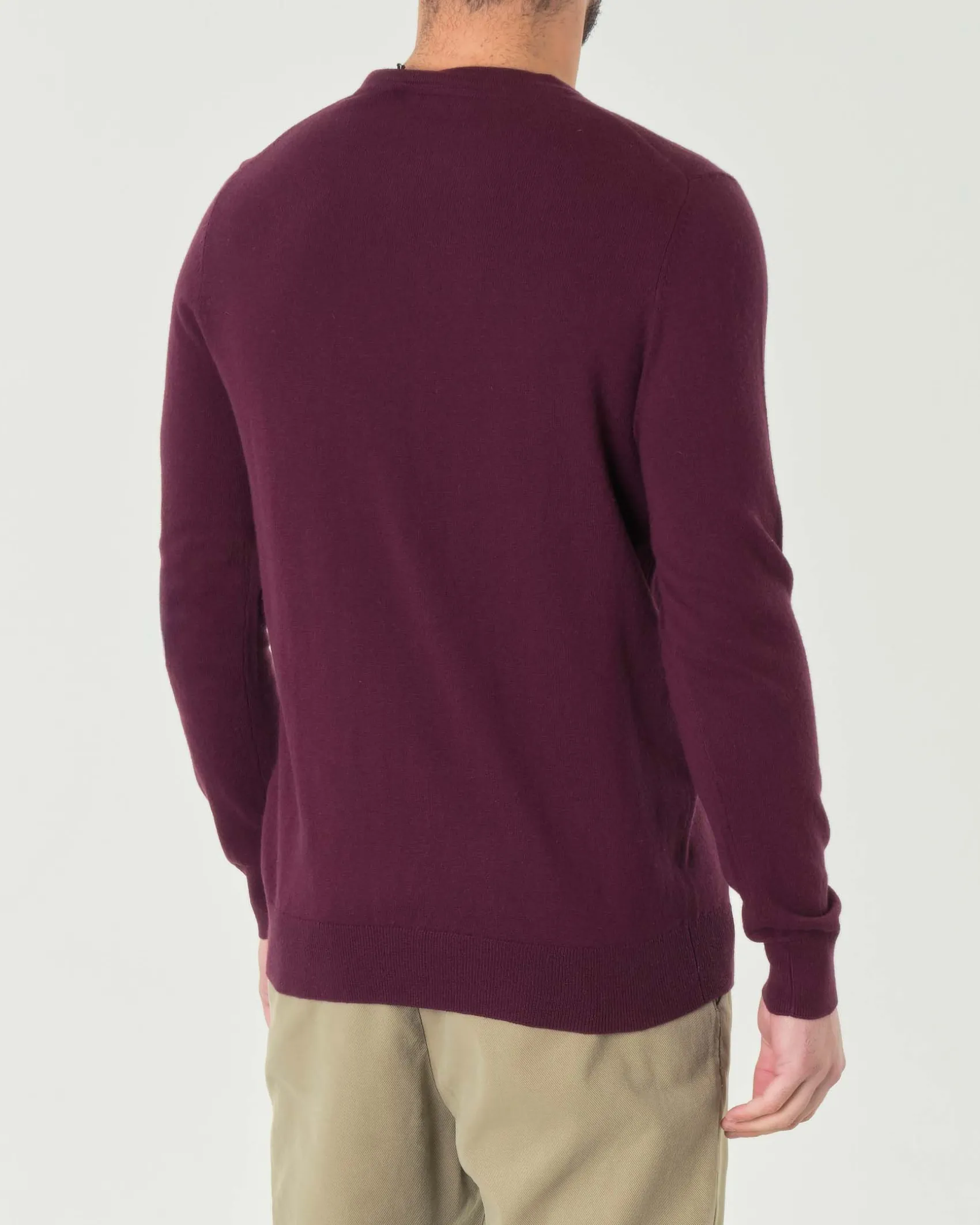 Maglia girocollo Lyle & Scott bordeaux in misto cotone e lana merino