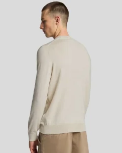 Maglia girocollo Lyle & Scott beige in misto cotone e lana merino