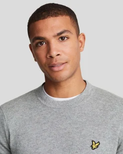 Maglia girocollo Lyle & Scott grigia in misto cotone e lana merino
