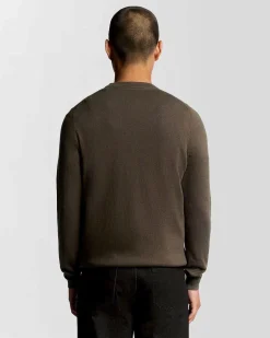 Maglia girocollo Lyle & Scott marrone in misto cotone e lana merino