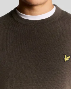 Maglia girocollo Lyle & Scott marrone in misto cotone e lana merino