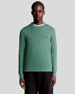 Maglia girocollo Lyle & Scott verde salvia in misto cotone e lana merino