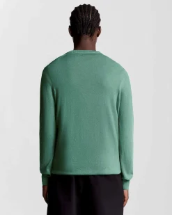 Maglia girocollo Lyle & Scott verde salvia in misto cotone e lana merino