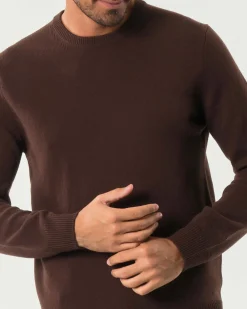 Maglia girocollo MC2 Saint Barth marrone in lambswool di pura lana