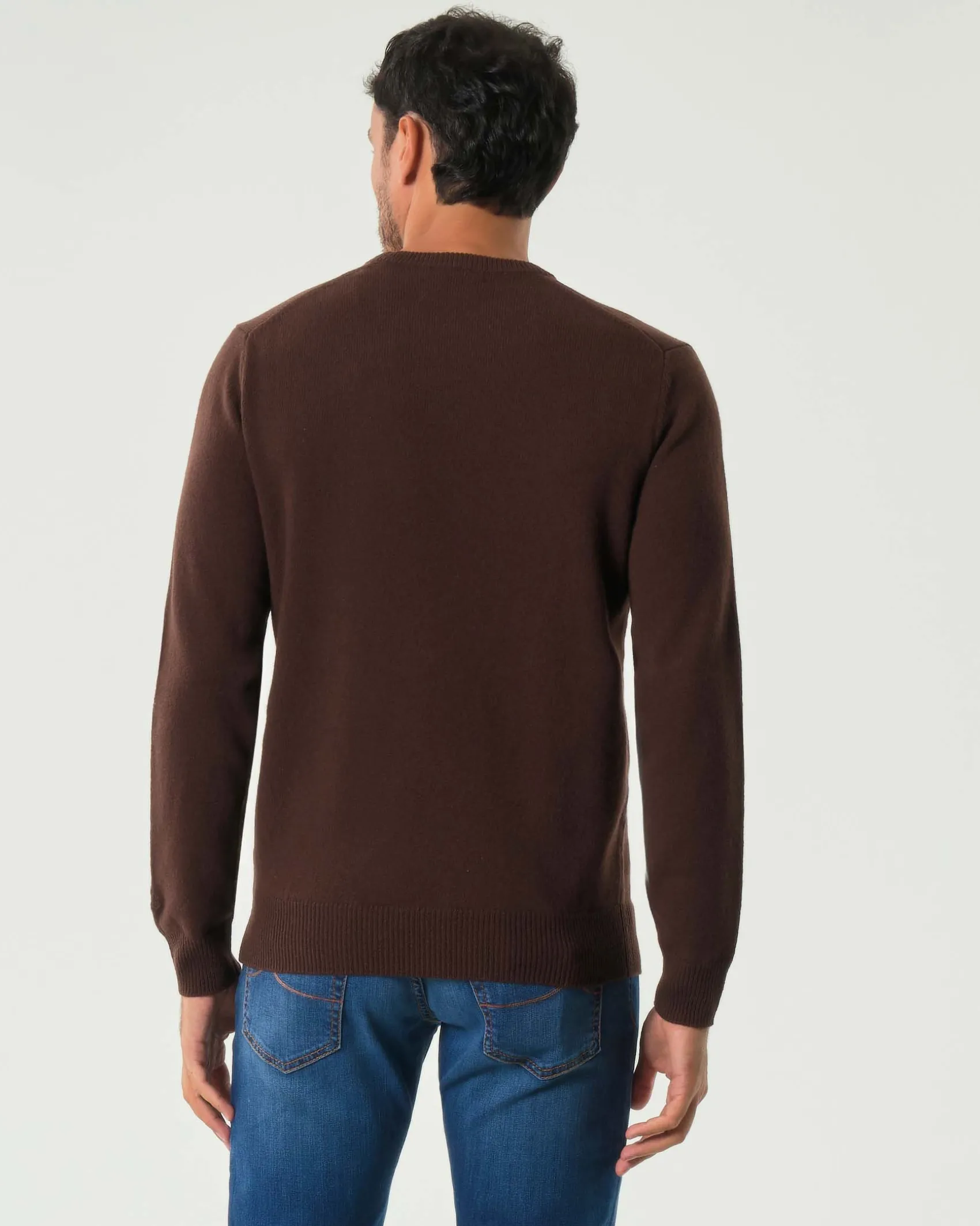 Maglia girocollo MC2 Saint Barth marrone in lambswool di pura lana