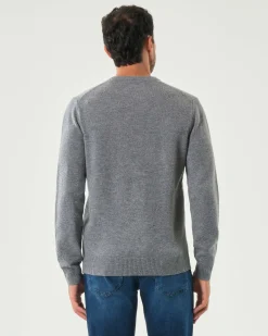 Maglia girocollo MC2 Saint Barth grigio in lambswool di pura lana