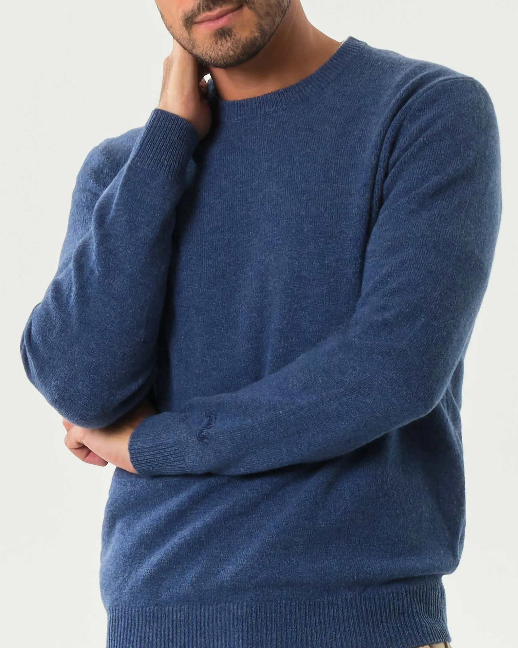 Maglia girocollo MC2 Saint Barth blu indaco in lambswool di pura lana