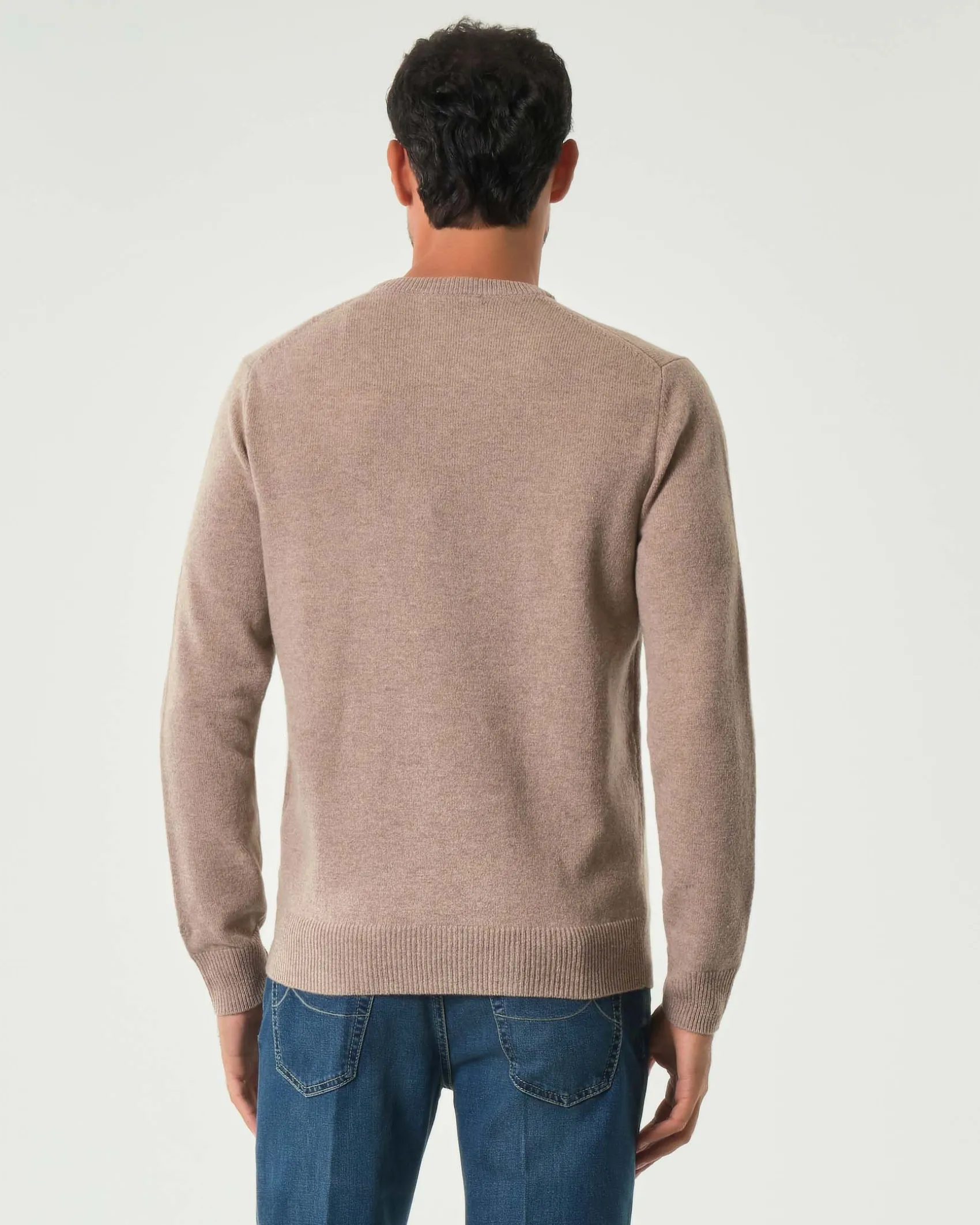 Maglia girocollo MC2 Saint Barth color noce in lambswool di pura lana